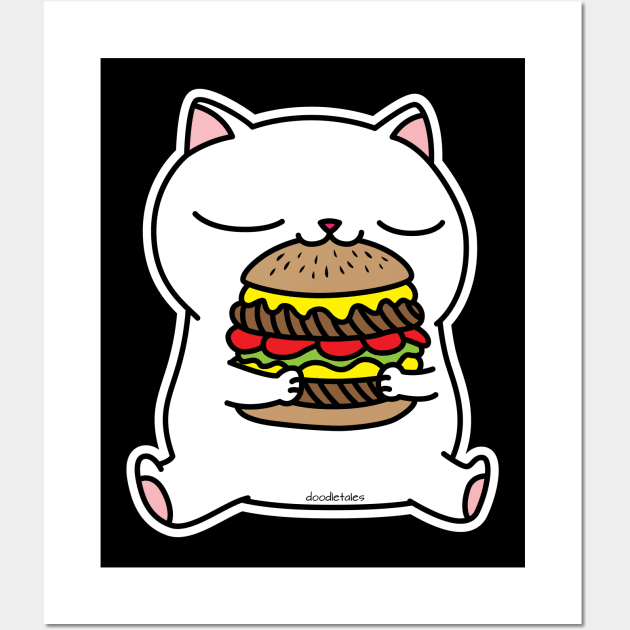 Burger cat Wall Art by doodletales